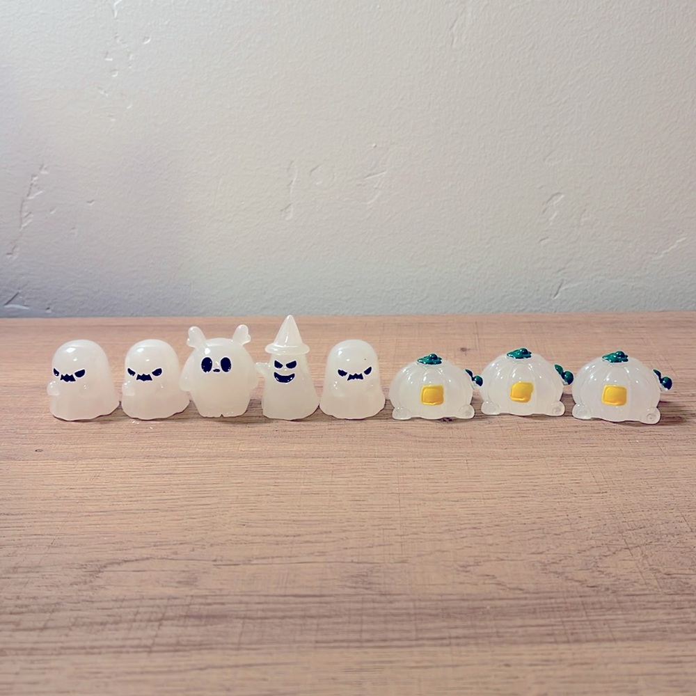 11 piece set of mini glow in the dark resin